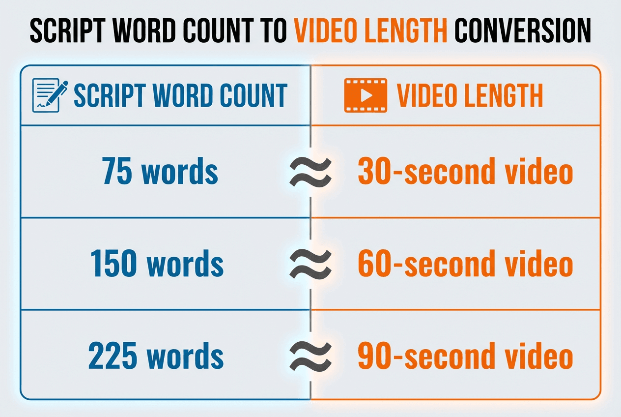 SCRIPT WORD COUNT TO VIDEO LENGTH CONVERSION