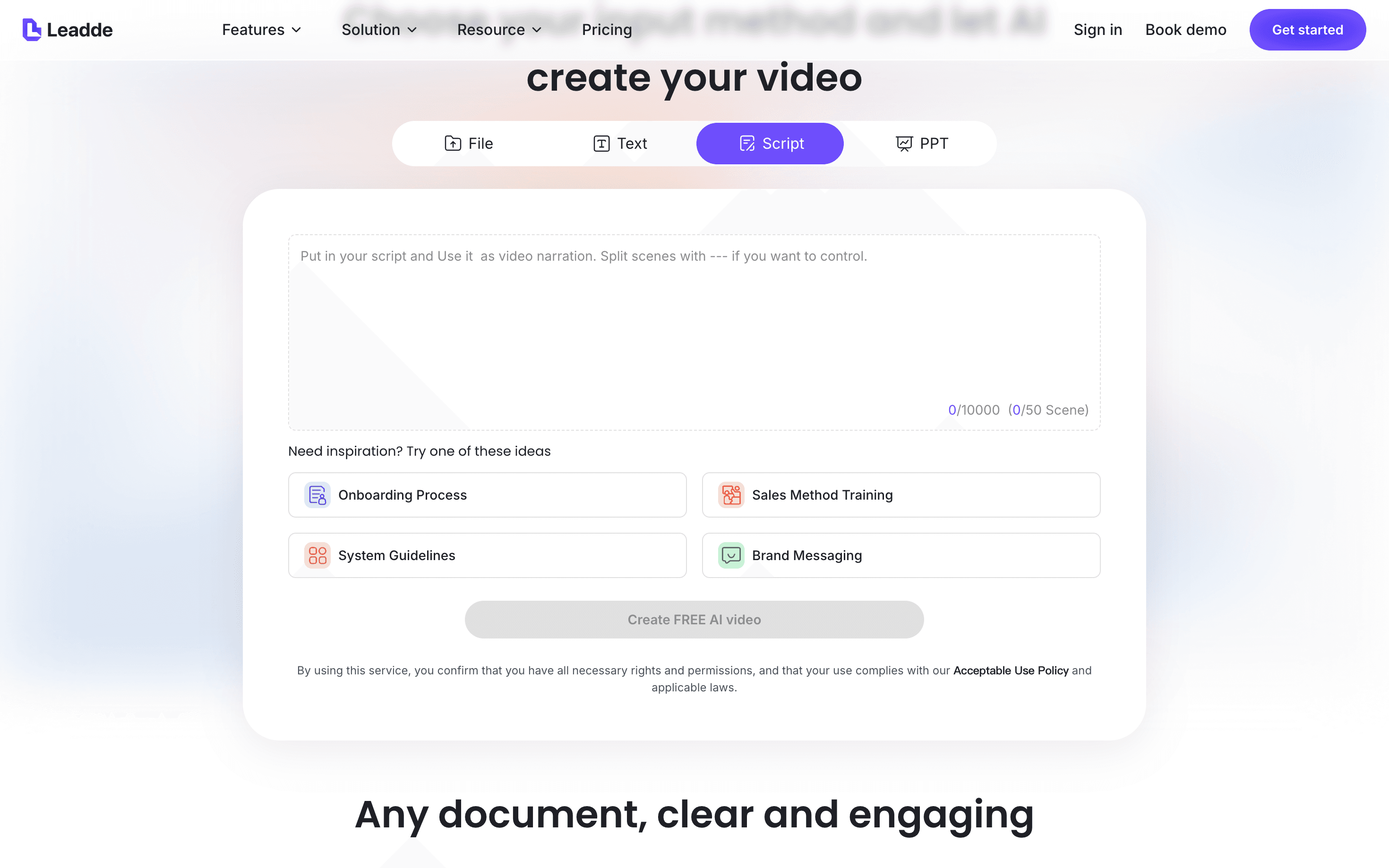 Leadde AI converting a PDF standard operating procedure into a structured police training video outline.