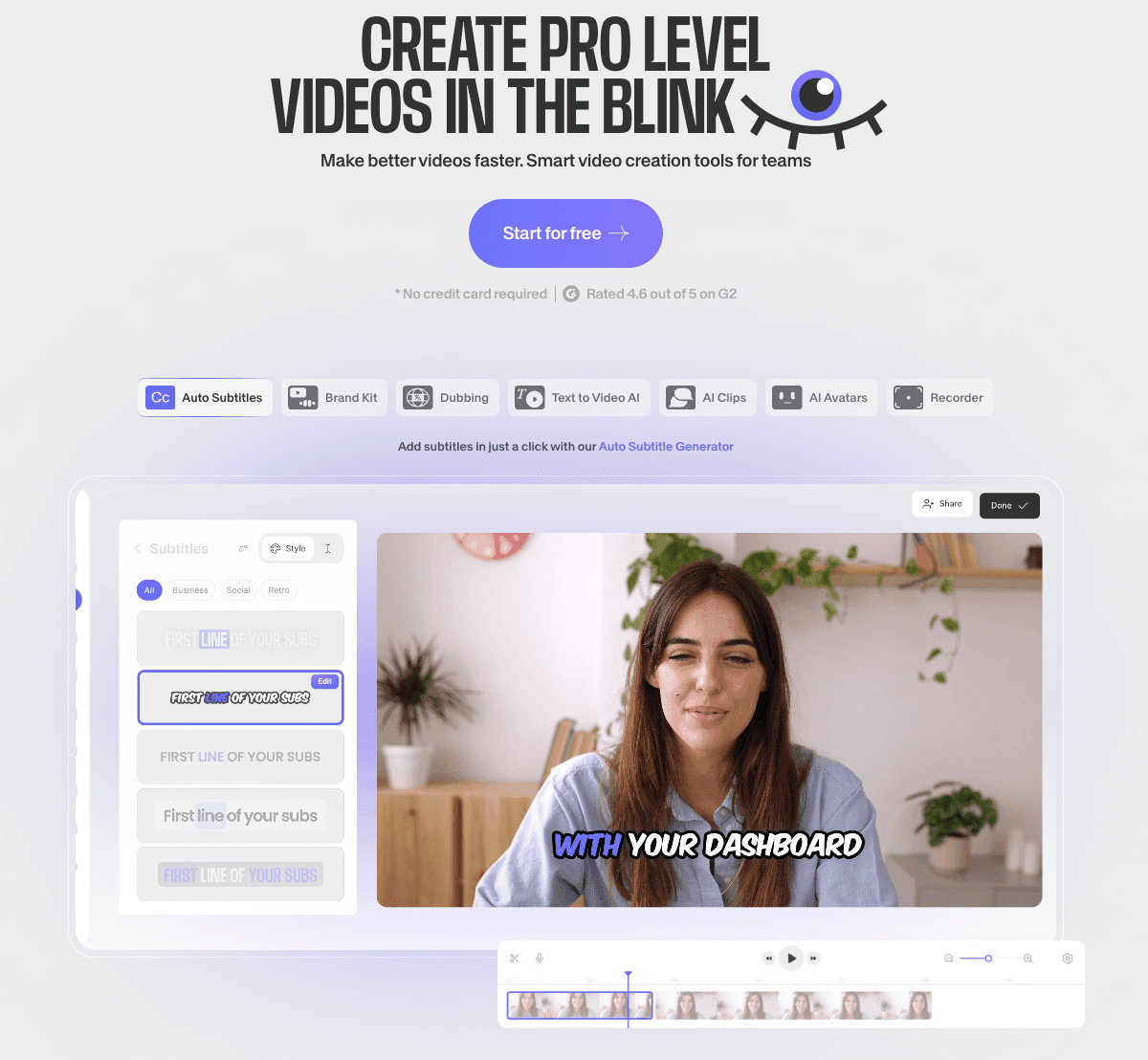 VEED: best for creating polished videos with music and graphics